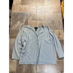 Style Co Light Blue Button Up Cardigan Sweater Size Large V Neck Cotton Blend